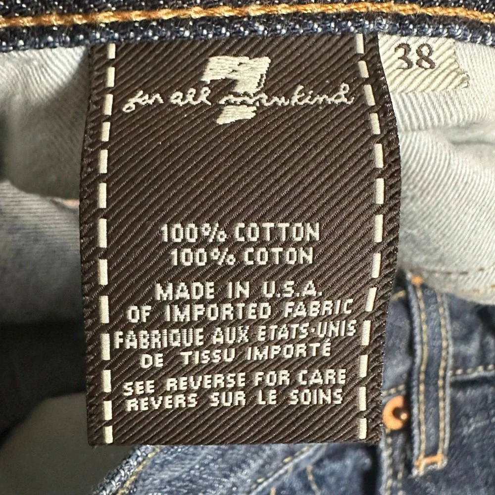 7 For All Mankind Jeans Mens 38 Blue Relaxed Fit Dark Wash Denim Made In USA